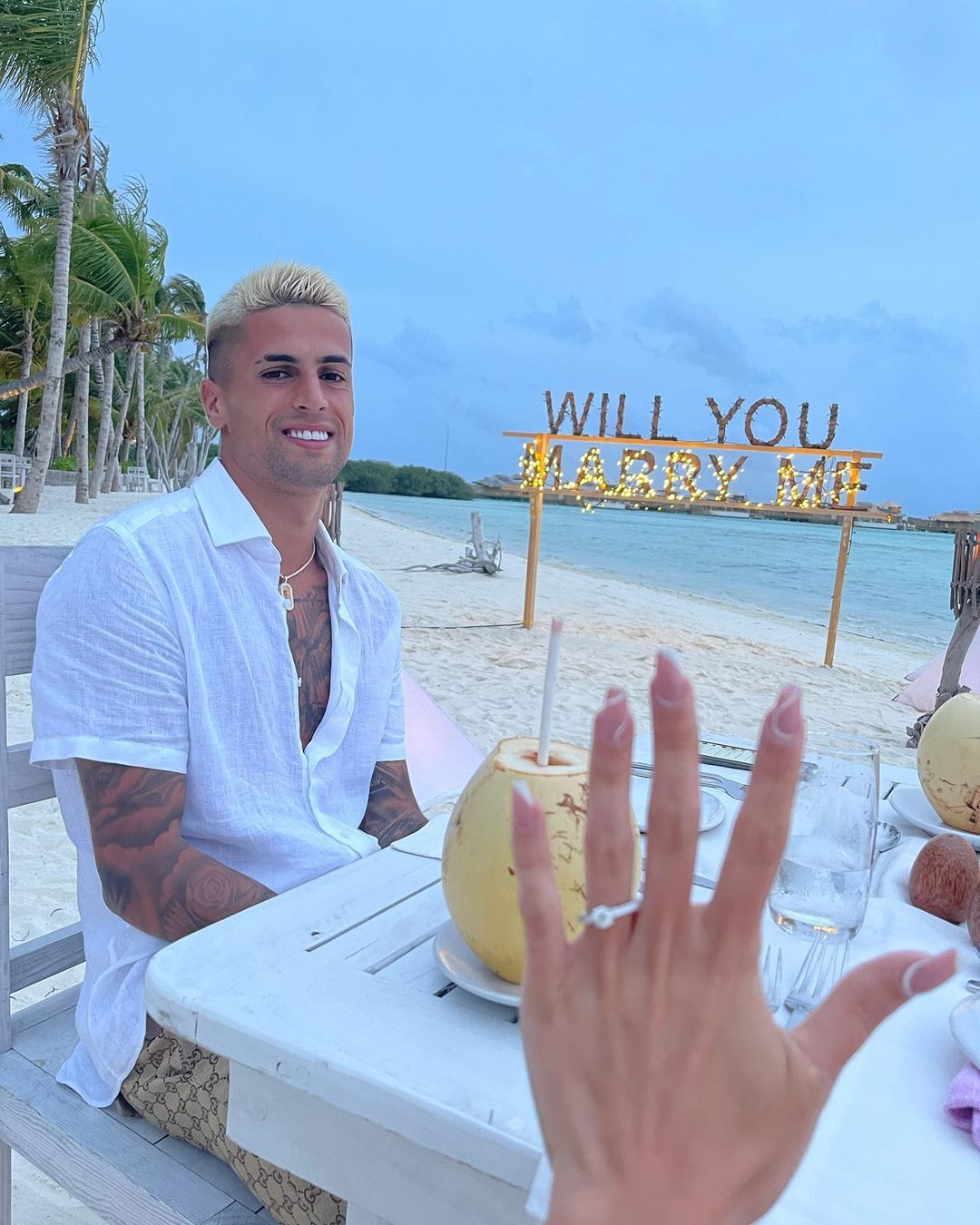 Joao Cancelo has announced his engagement to Daniela Machado while on holiday in the Maldives