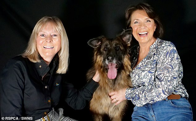 Jane Harper, left and Joanne Bellamy, who helped rescue Bella were reunited with her as she was adopted by a loving new family