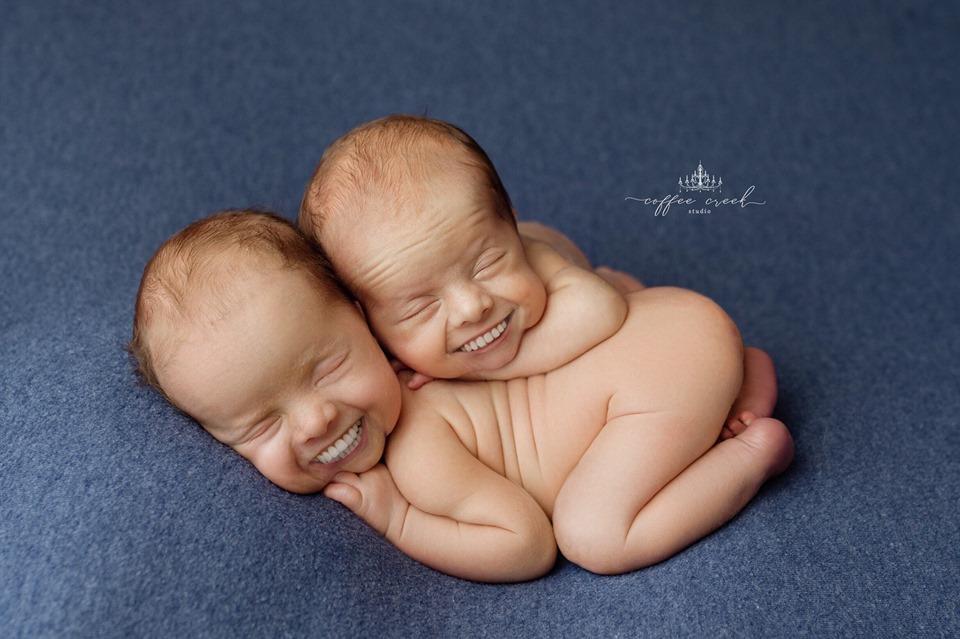 These photo is adds full sets of teeth to newborn photos and the results are both funny and creepy