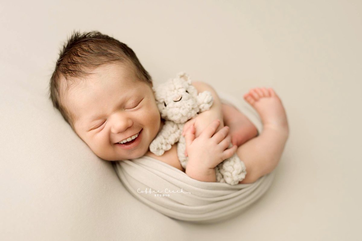 These photo is adds full sets of teeth to newborn photos and the results are both funny and creepy